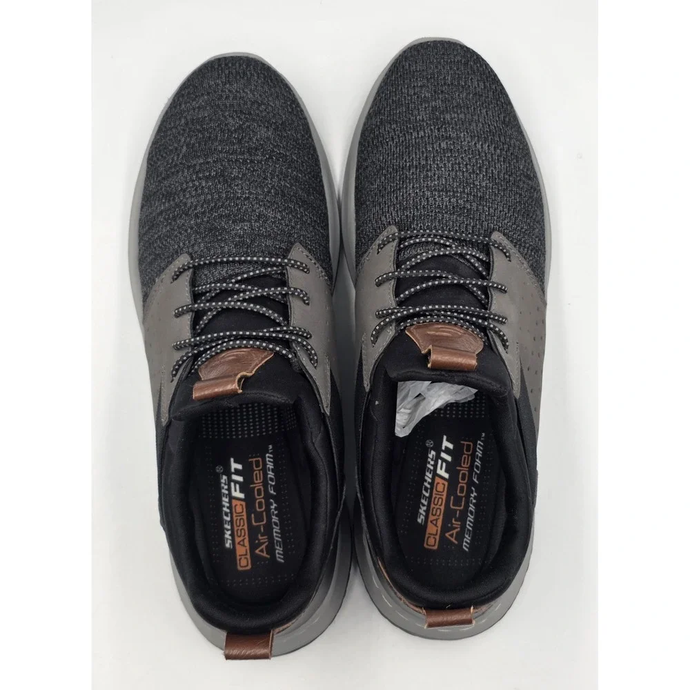 Skechers Mens Delson Camben Size 12 Slip On Sneaker Black Gray Walking Shoe